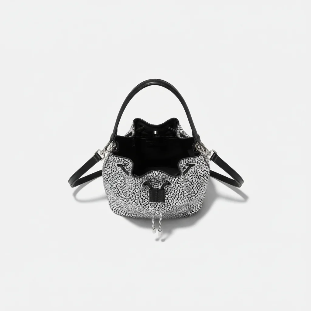 Sac soirée argenté à strass – Image 3