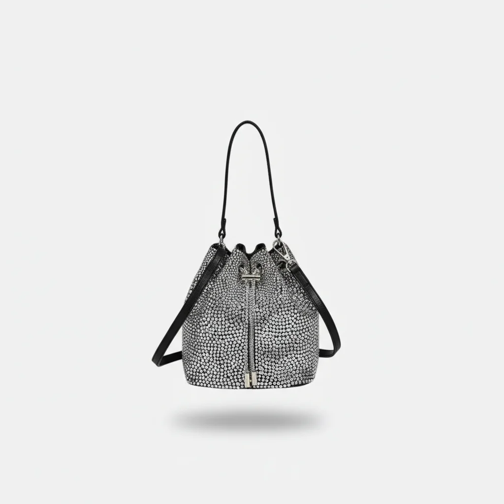 Sac soirée argenté à strass – Image 5