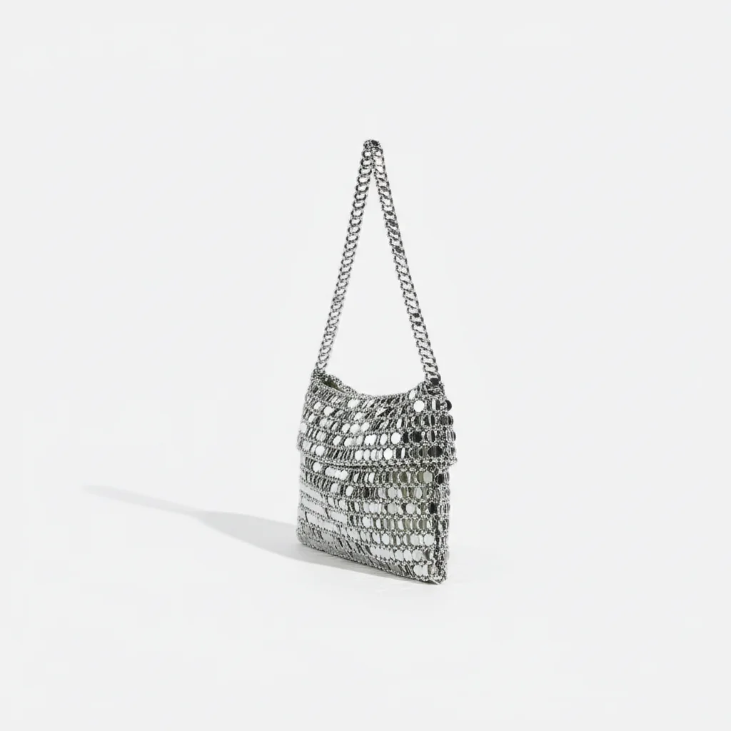 Sac soirée argenté effet miroir – Image 2