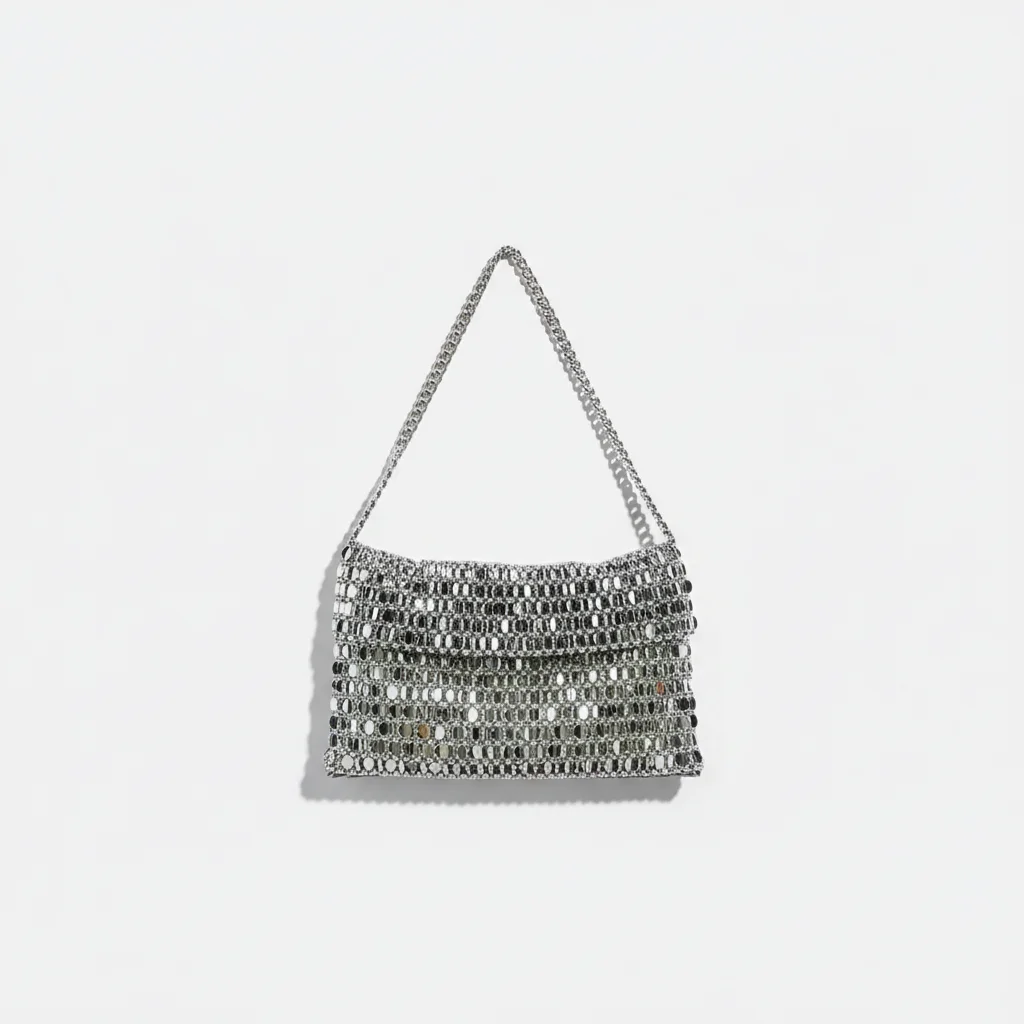 Sac soirée argenté effet miroir – Image 3
