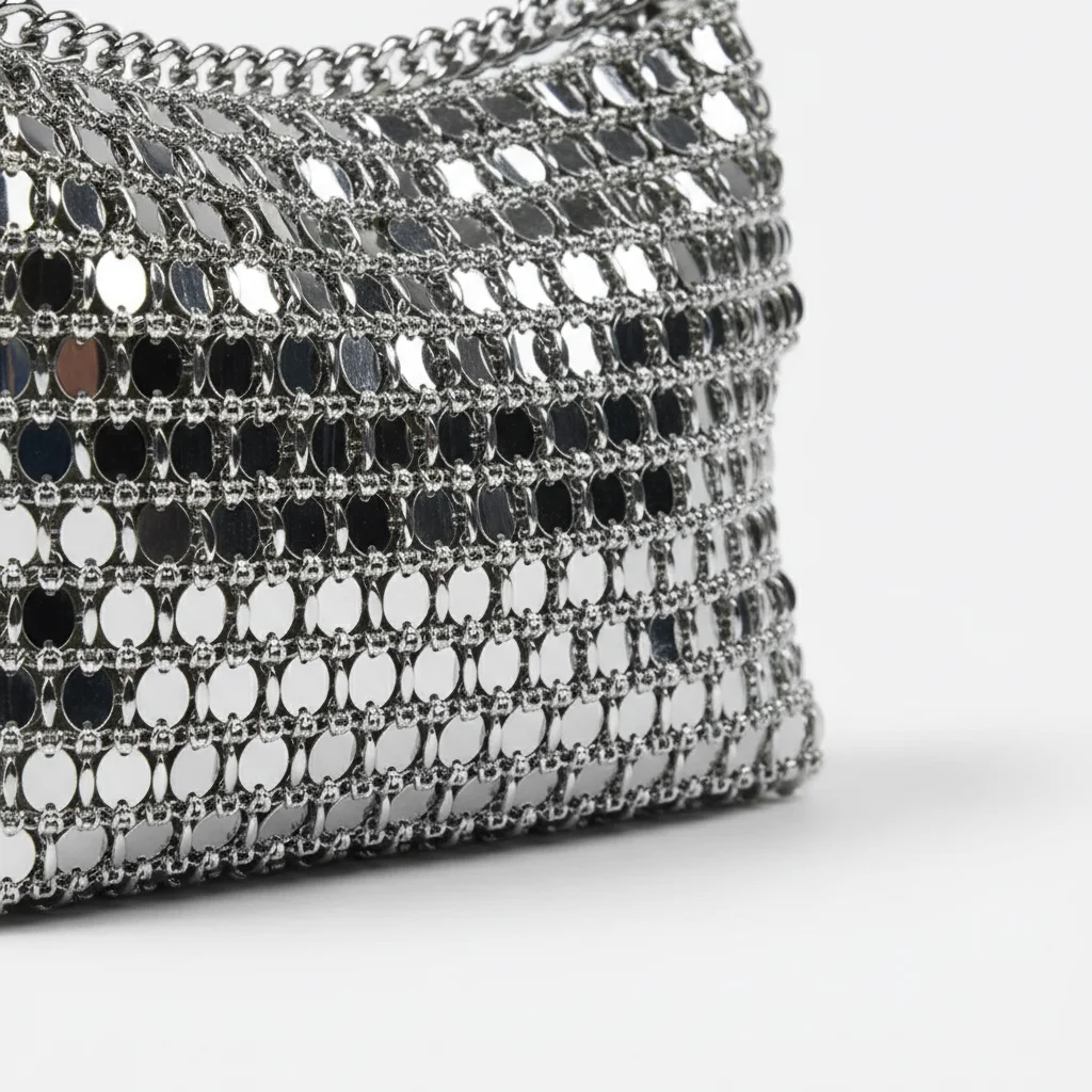 Sac soirée argenté effet miroir – Image 4