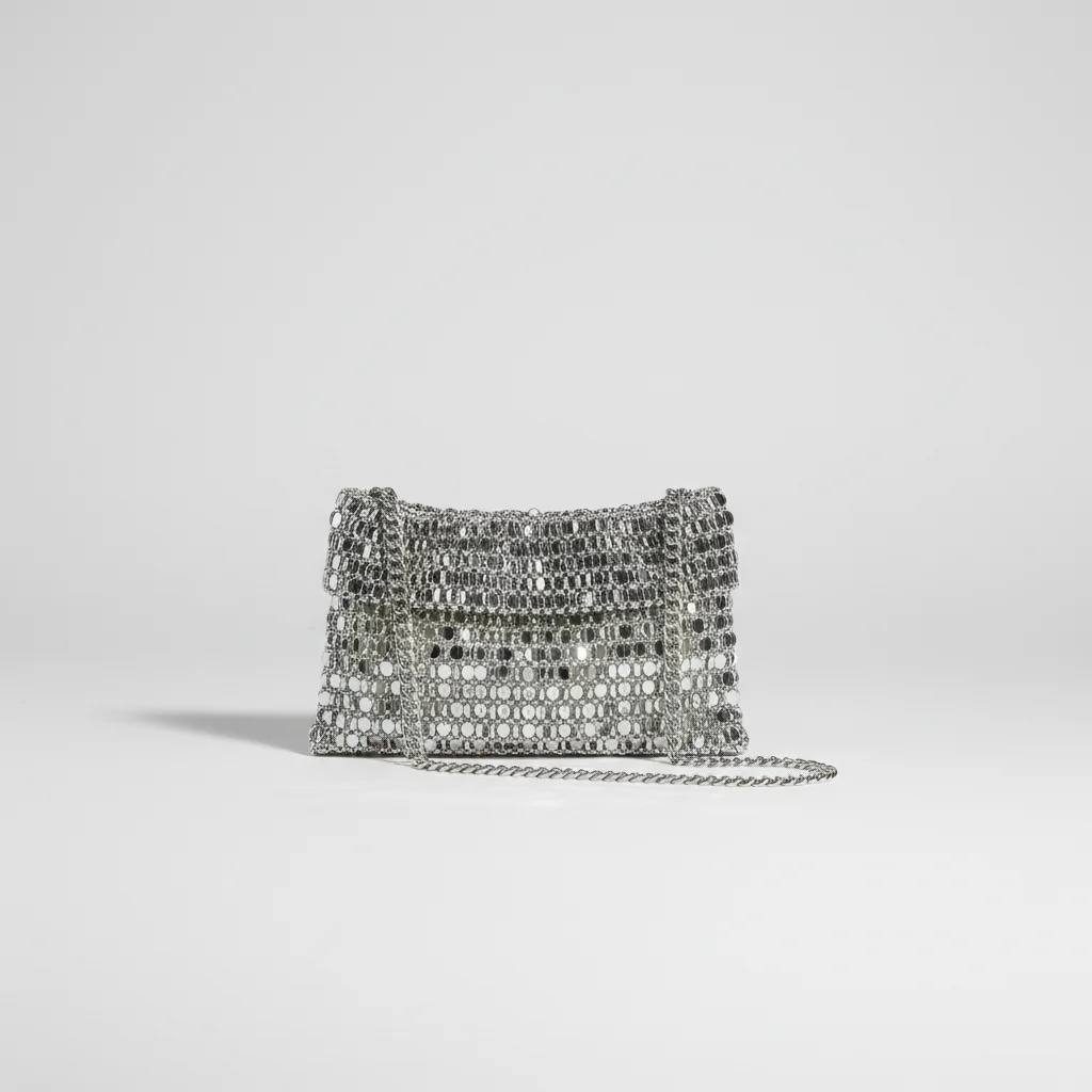 Sac soirée argenté effet miroir – Image 5