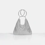 Sac soirée argenté en maille métallique