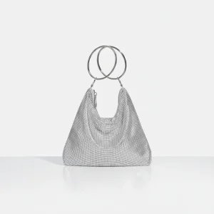 Sac soirée argenté en maille métallique