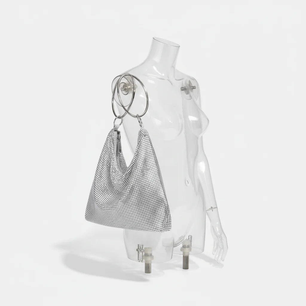 Sac soirée argenté en maille métallique – Image 5