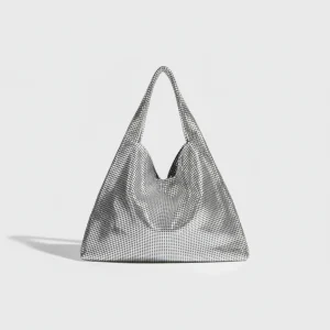 Sac soirée argenté maille métallique