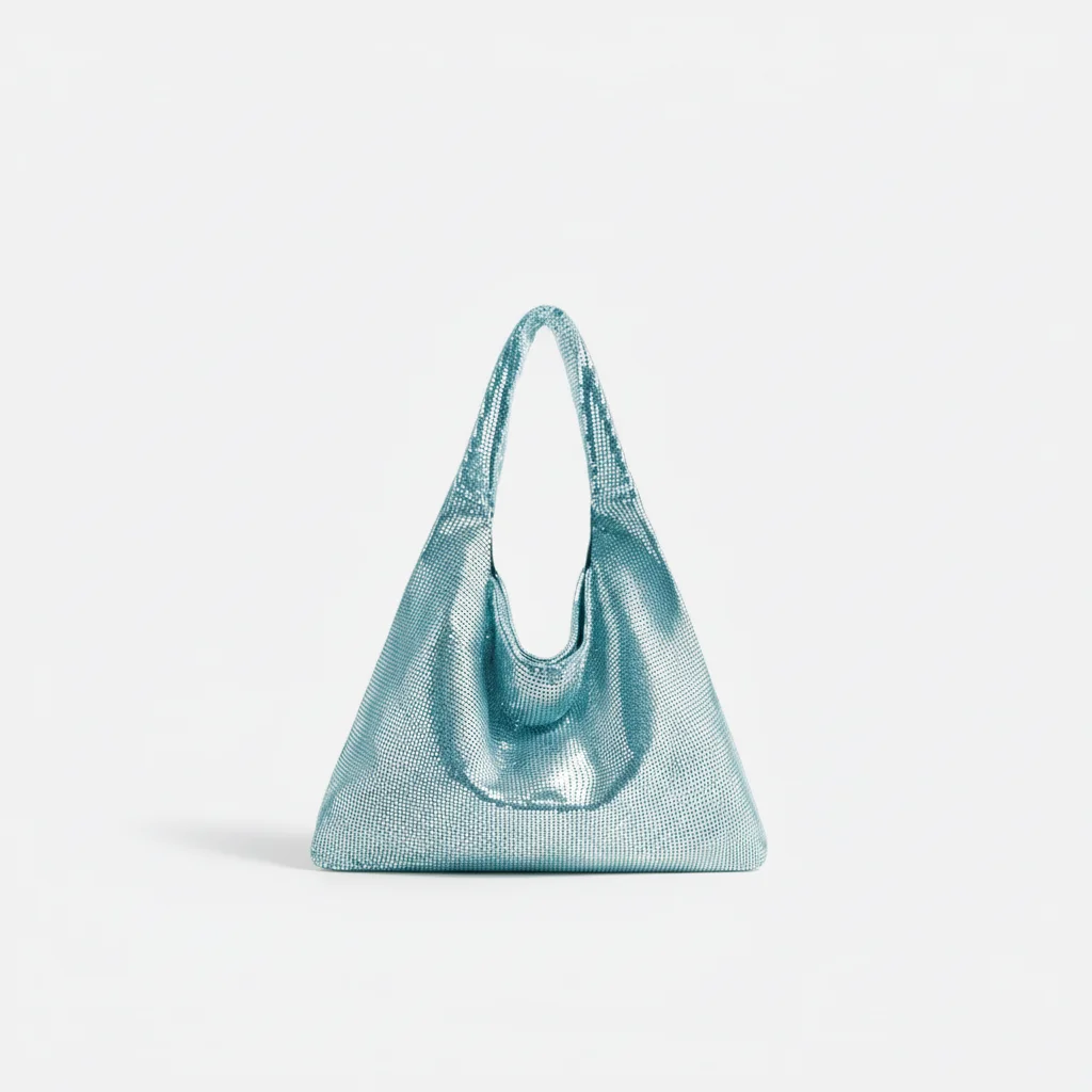 Sac soirée argenté maille métallique – Image 10