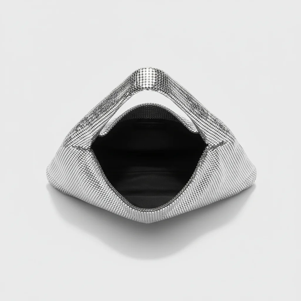Sac soirée argenté maille métallique – Image 3