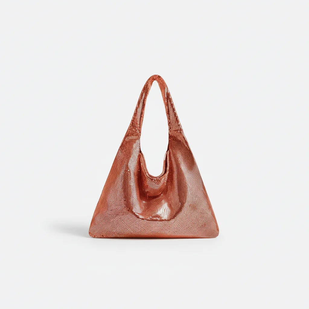 Sac soirée argenté maille métallique – Image 7