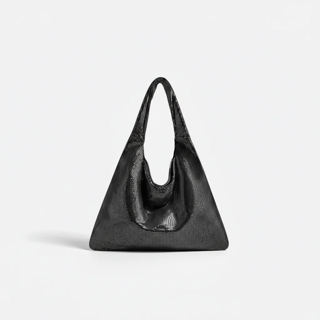 Sac soirée argenté maille métallique – Image 9