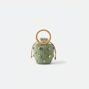 Sac soirée corde et rotin strassé