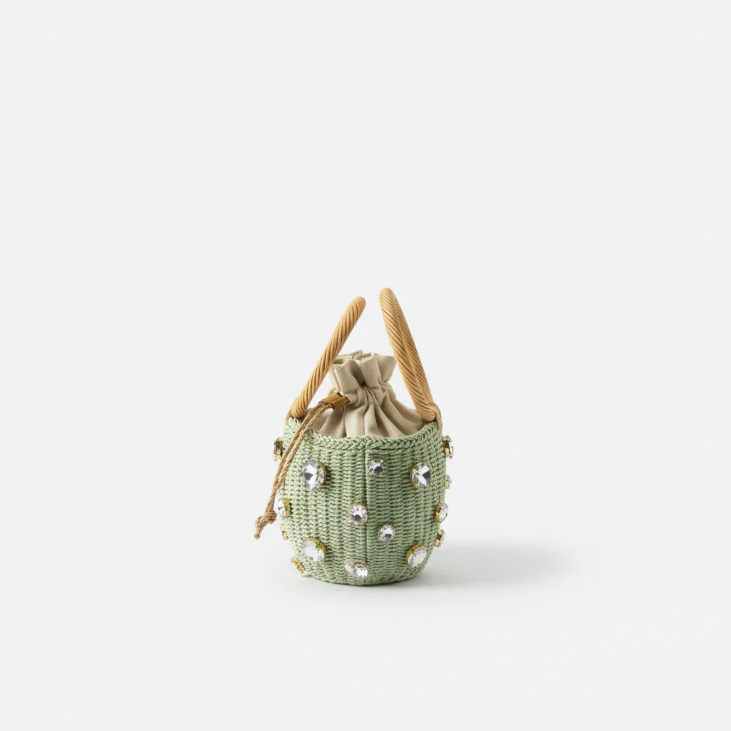 Sac soirée corde et rotin strassé – Image 2