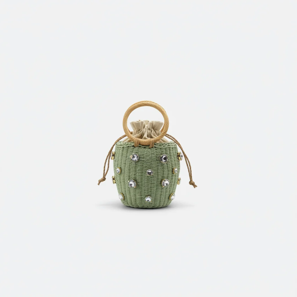 Sac soirée corde et rotin strassé – Image 3