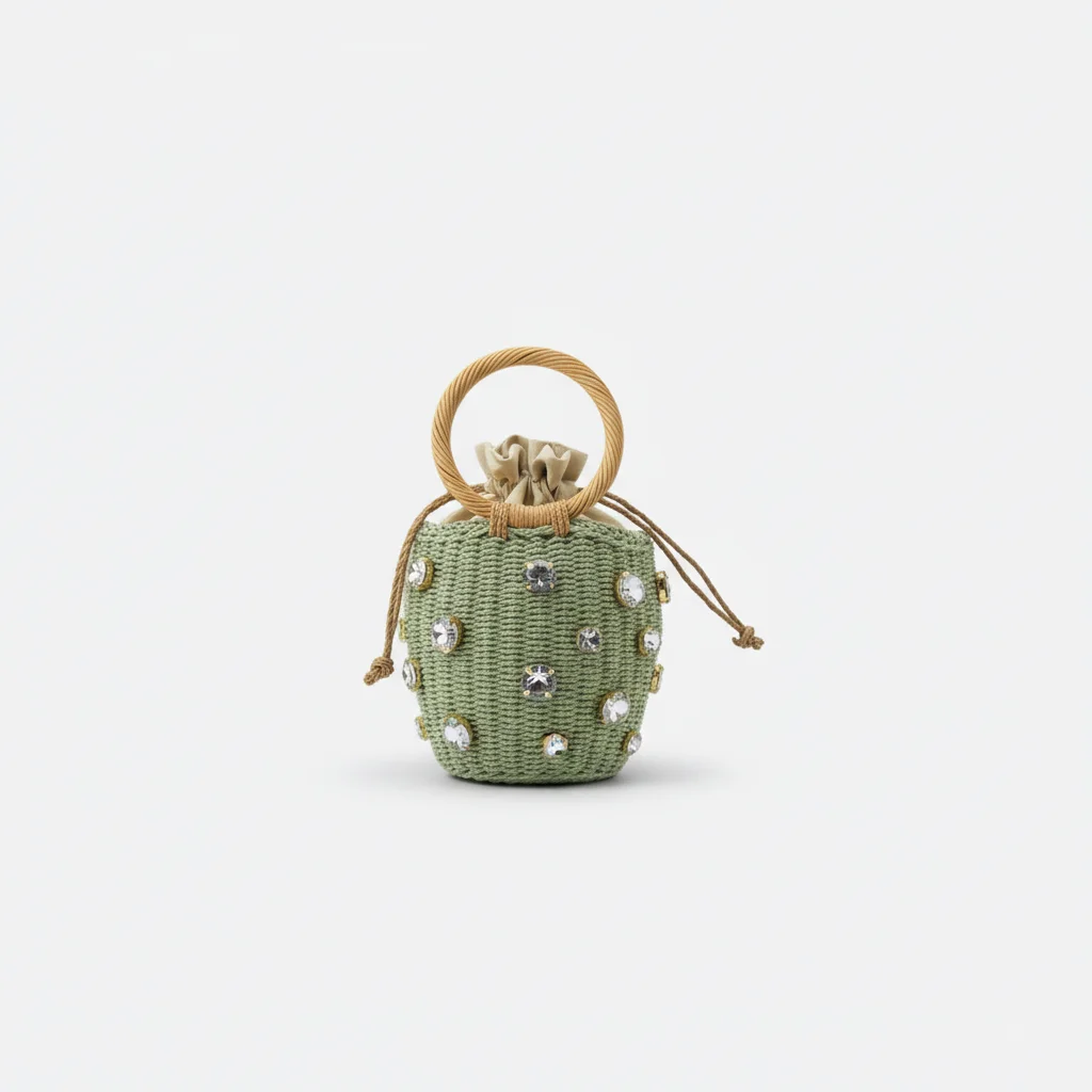 Sac soirée corde et rotin strassé – Image 4