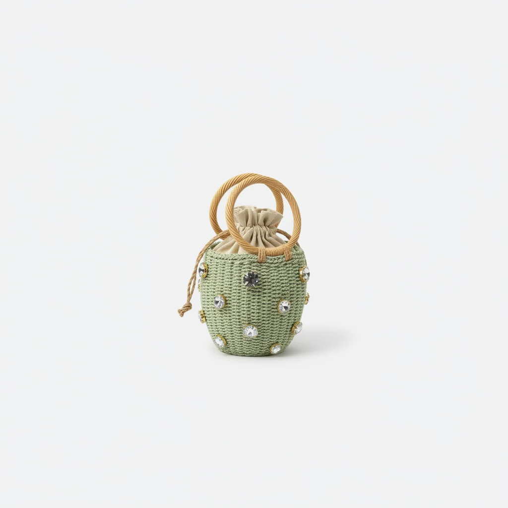Sac soirée corde et rotin strassé – Image 5