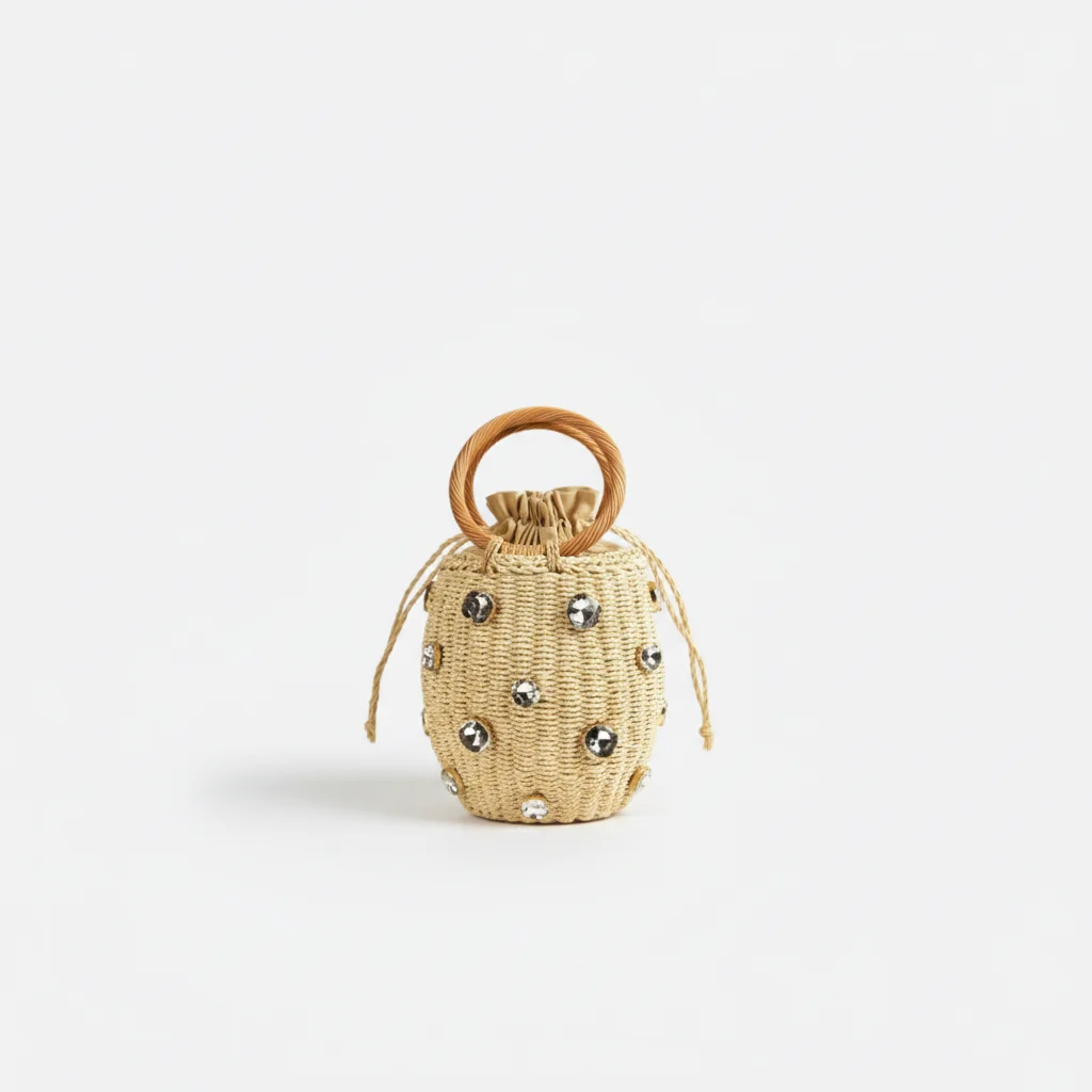 Sac soirée corde et rotin strassé – Image 7