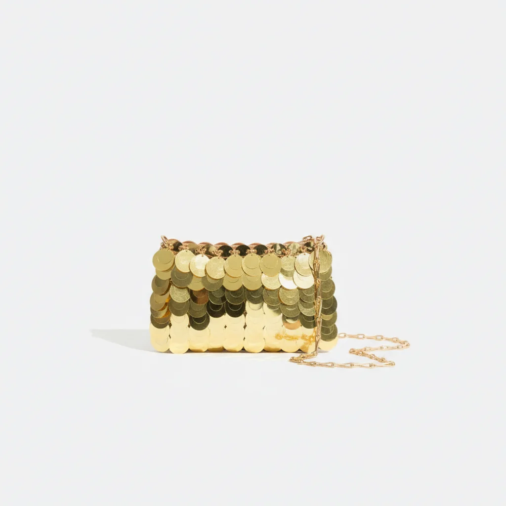 Sac soirée doré à sequins bandoulière – Image 2