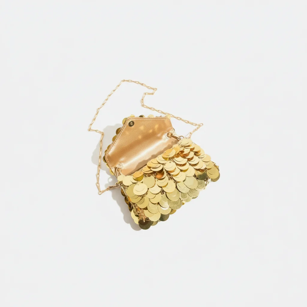Sac soirée doré à sequins bandoulière – Image 3