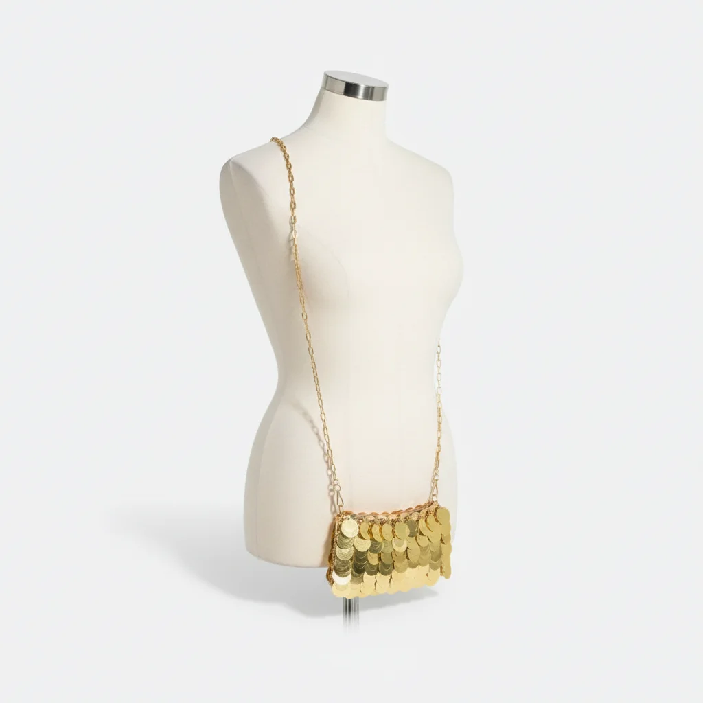 Sac soirée doré à sequins bandoulière – Image 5