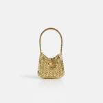 Sac soirée doré en mailles métalliques