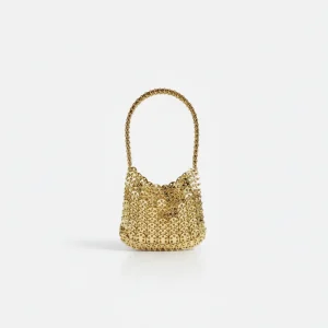 Sac soirée doré en mailles métalliques