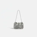 Sac soirée métal argenté floral