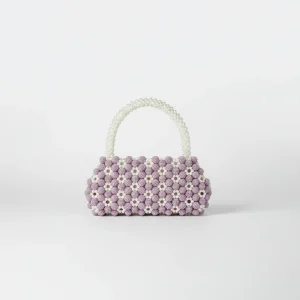 Sac soirée perles lilas et ivoire