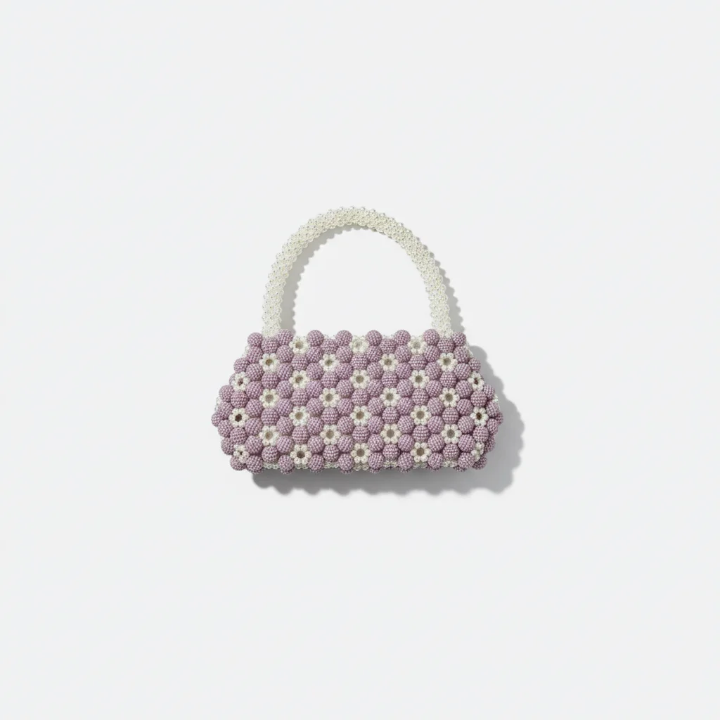 Sac soirée perles lilas et ivoire – Image 3