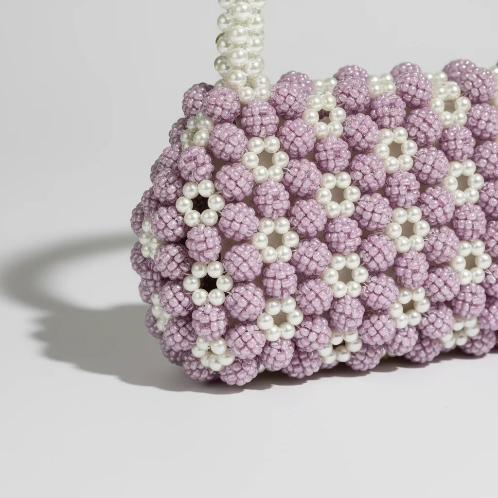 Sac soirée perles lilas et ivoire – Image 4