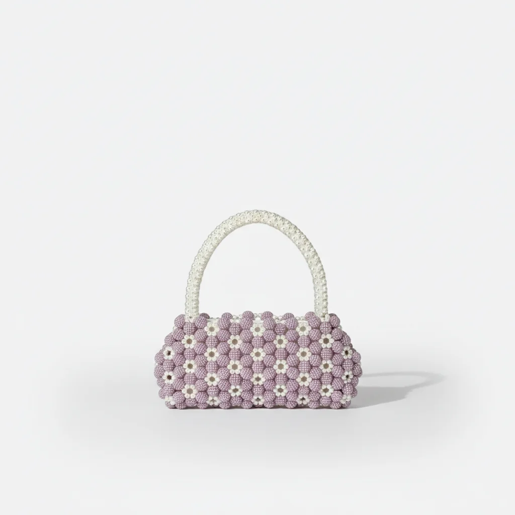 Sac soirée perles lilas et ivoire – Image 5