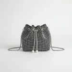 Sac soirée seau microfibre strass