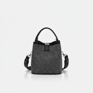 Sac soirée seau strass noir
